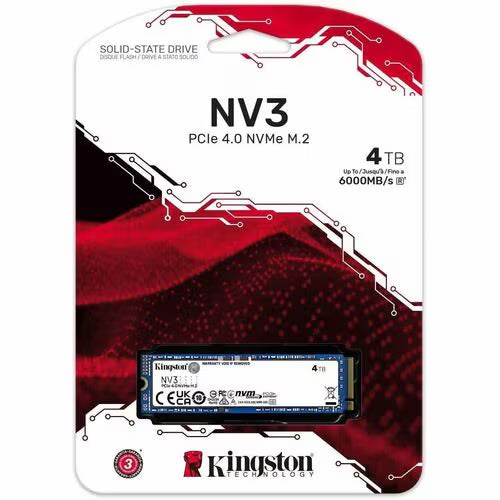 Unidad de estado sólido Kingston NV3 M.2 2280 Interno 4TB PCI Express NVMe