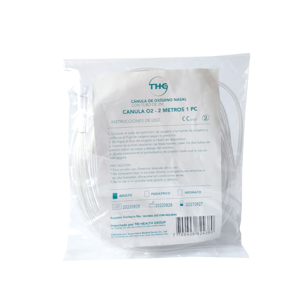 Canula Nasal para Oxigeno 2 metros Adulto THG