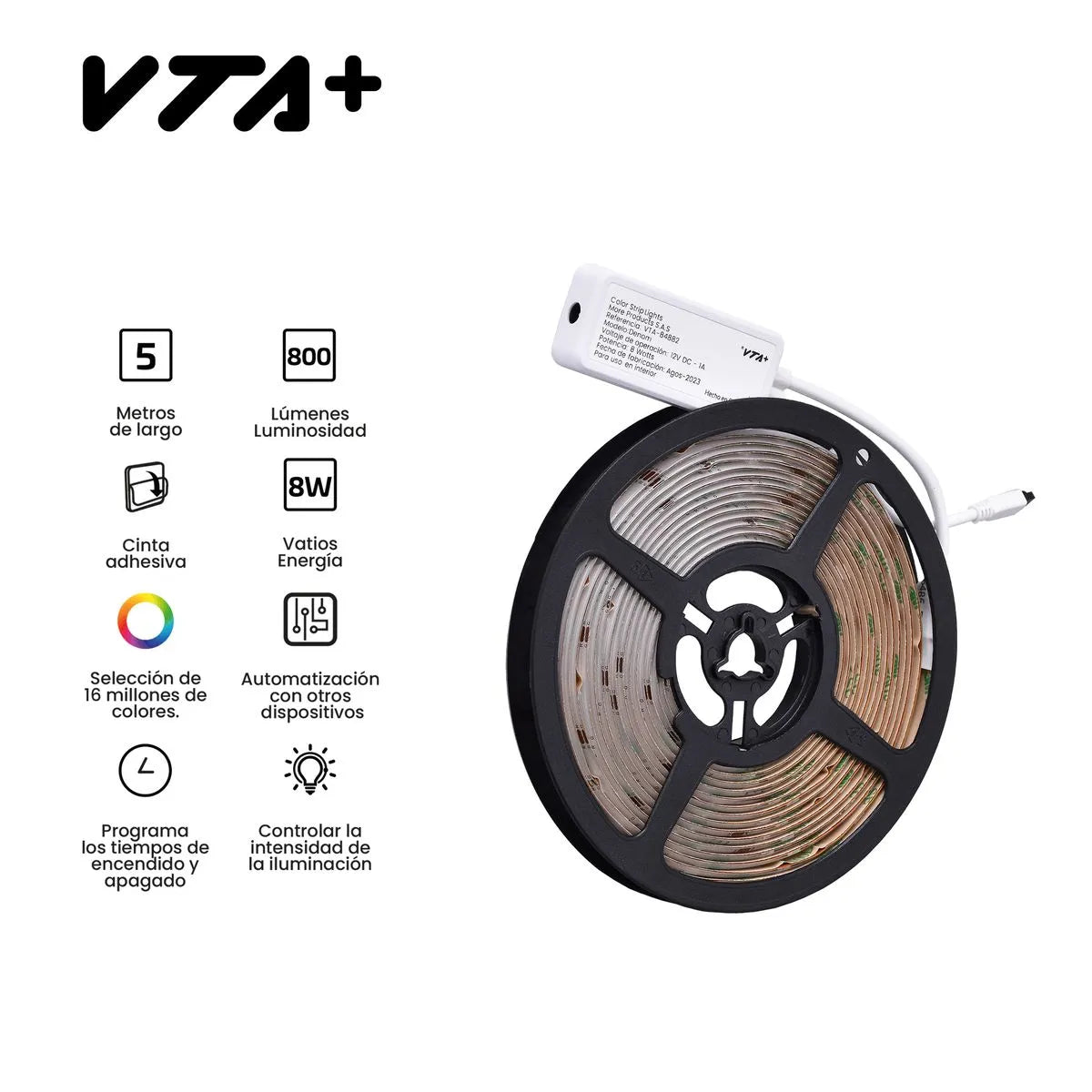 Cinta De Luces Led Inteligente Vta+ 5 Metros Control Remoto