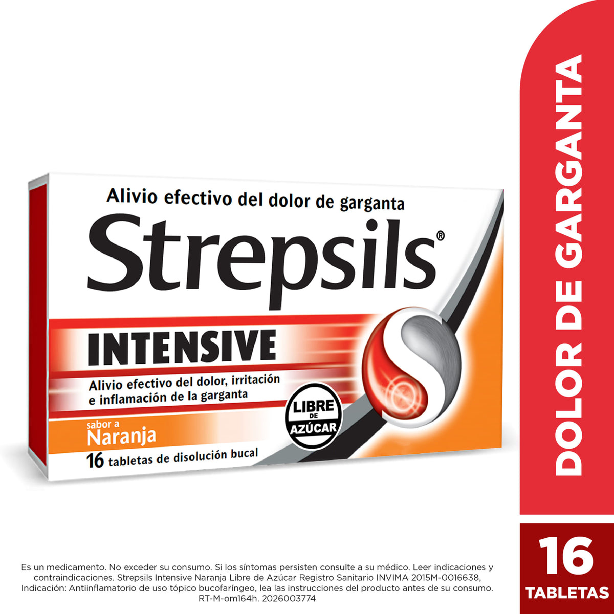 Strepsils Intensive Flurbiprofeno 8,75 mg Sabor A Naranja Caja x 16 Tabletas