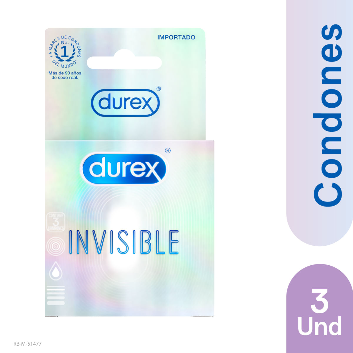 Condones Durex Invisible Caja x 3 und