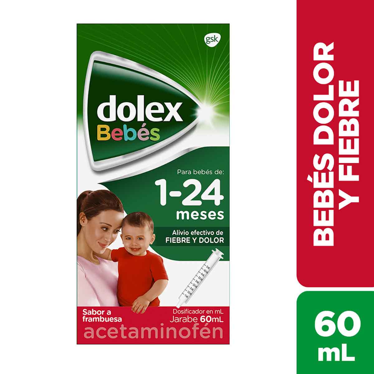 Dolex Bebés Acetaminofén 160mg/5ml Sabor Frambuesa Haleon Jarabe Frasco x 60 ml