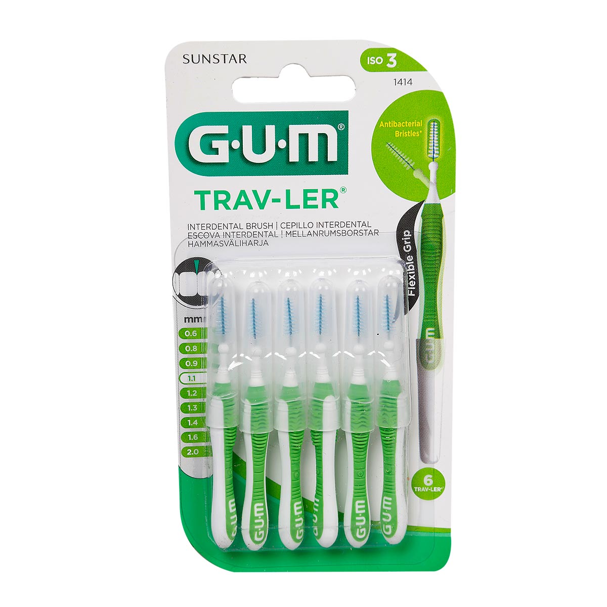Cepillo Interdental GUM Viajero Conico 1.1mm X 6Und