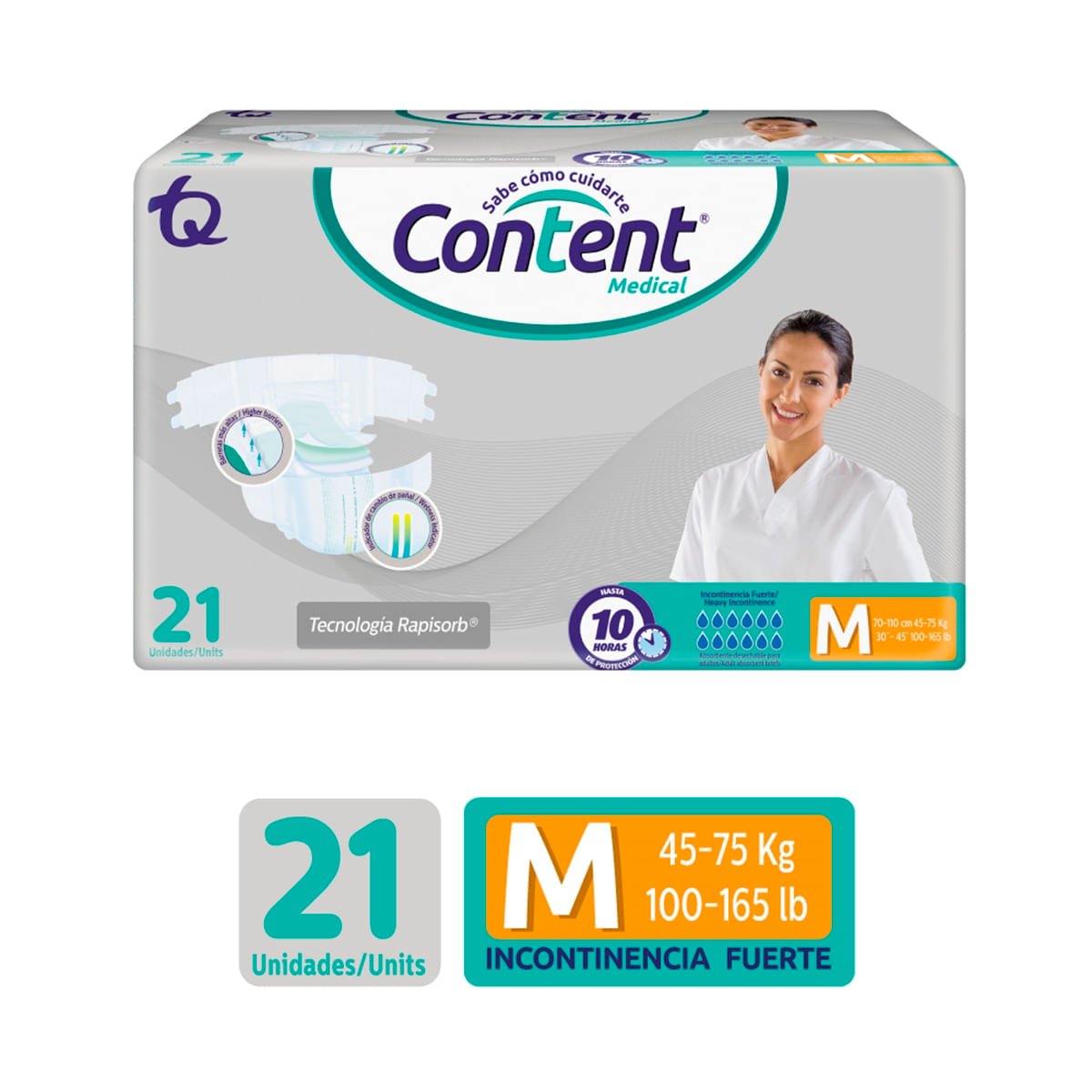 Pañal Content Medical talla M Paquete x 21 und