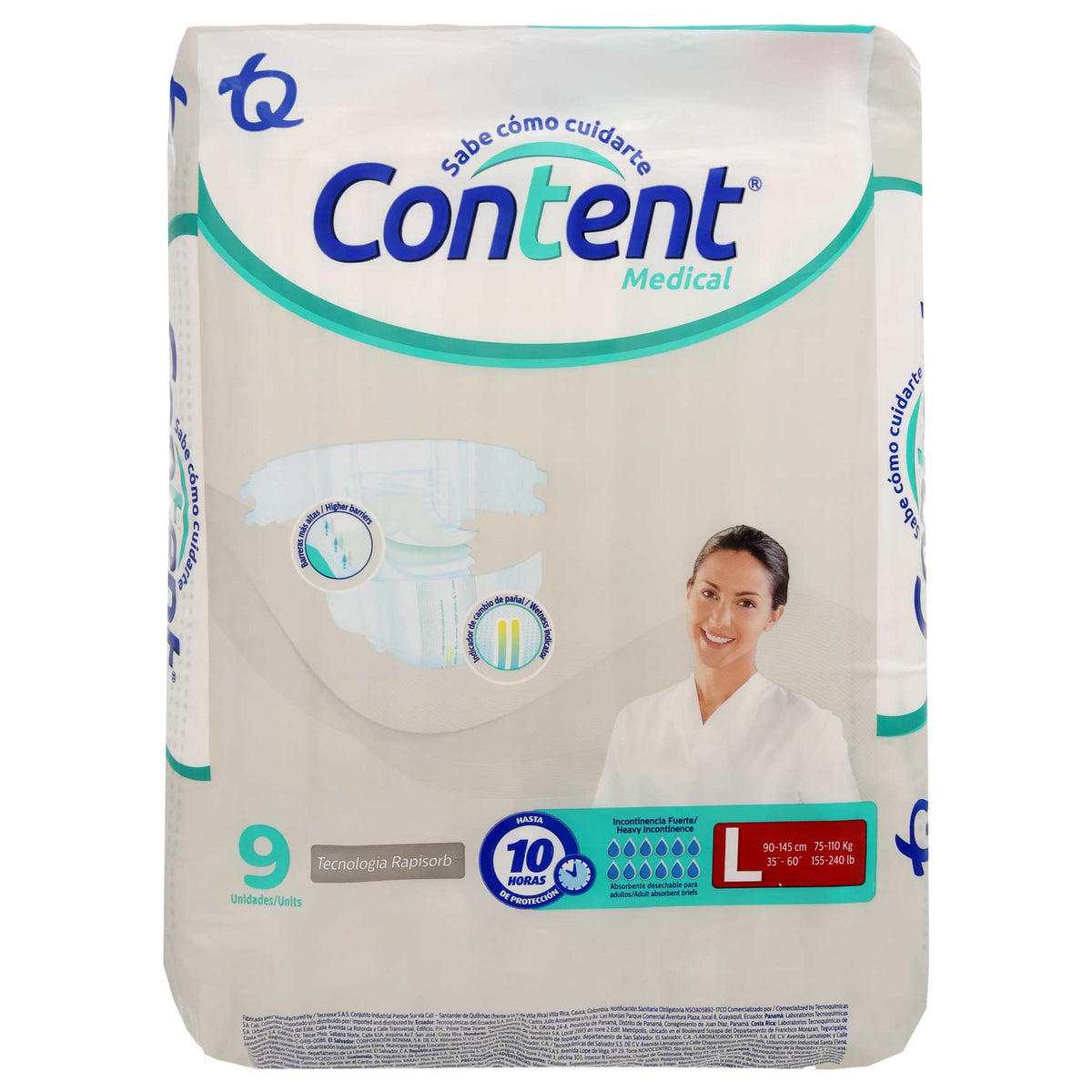 Pañal Content Medical talla L Paquete x 9 und