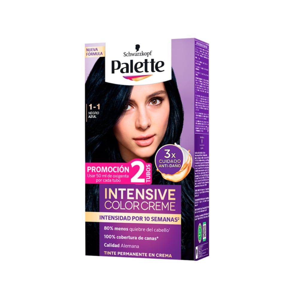 Tinte Palette Intensive Color Creme 1-1 Negro Azul Caja x 1 und