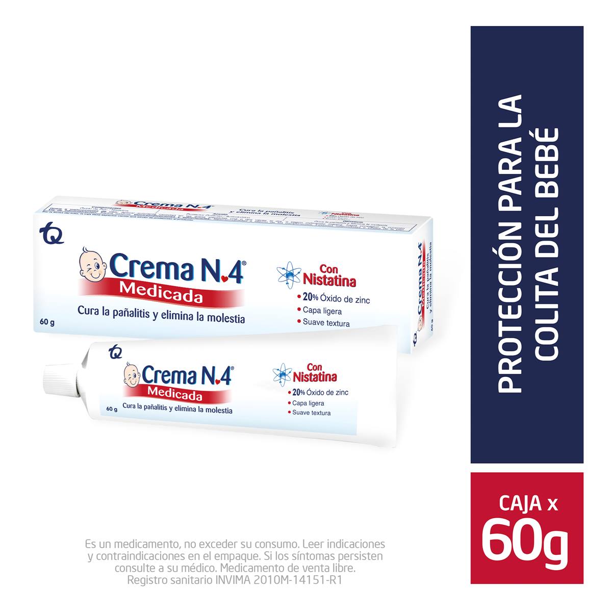 Crema Anti Pañalitis Crema N4 Medicada Con Nistatina x 60 gr