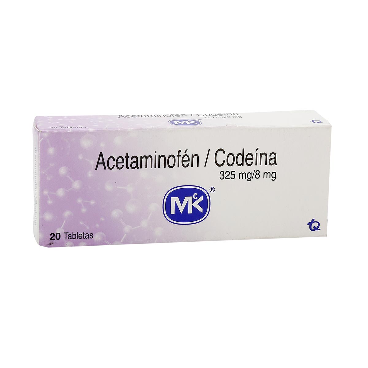 Acetaminofén + Codeína 325gr/8mg MK Caja x 20 Tabletas