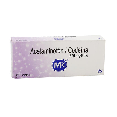Acetaminofén + Codeína 325gr/8mg MK Caja x 20 Tabletas