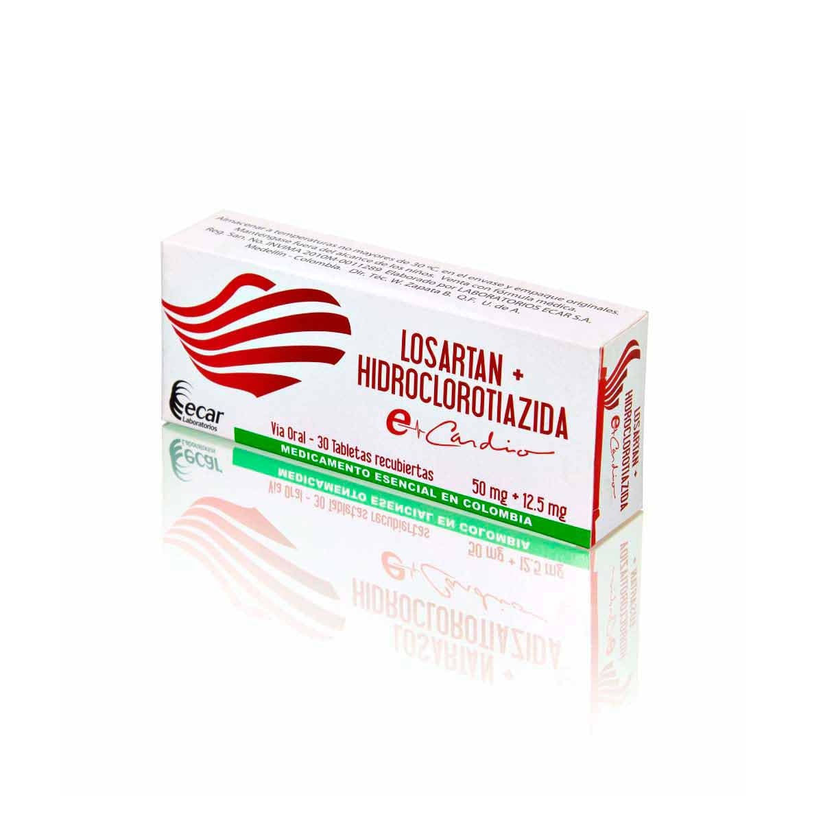 Losartán Hidroclorotiazida Ecar 50mg/12.5mg Caja x 30 Tabletas