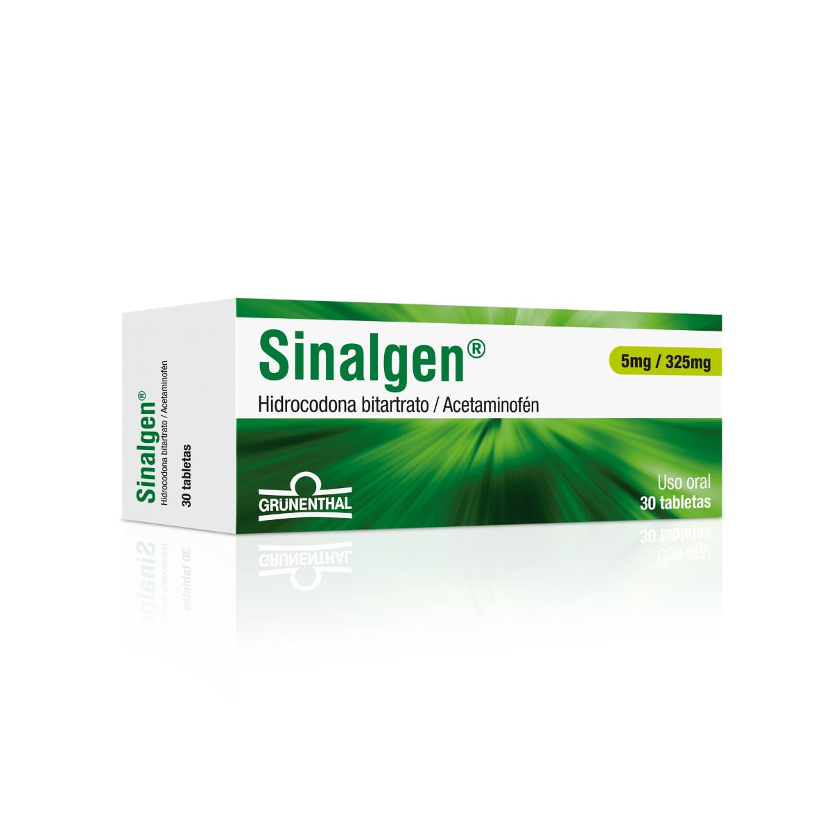 Sinalgen Hidrocodona Bitartrato + Acetaminofén 5mg/325mg Grunenthal Caja x 30 Tabletas