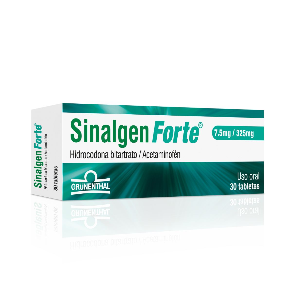 Sinalgen Forte Hidrocodona Bitartrato + Acetaminofén 7.5mg/325mg Grunenthal Caja x 30 Tabletas
