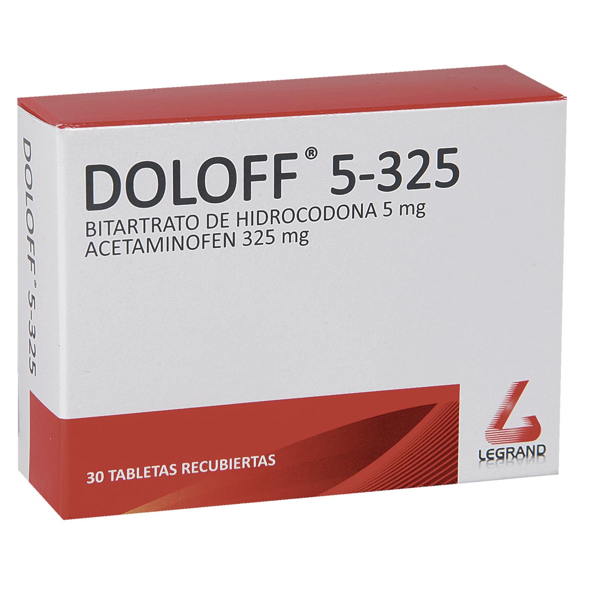 Doloff Bitartrato de Hidrocodona + Acetaminofén 5mg/325mg Legrand Caja x 30 Tabletas