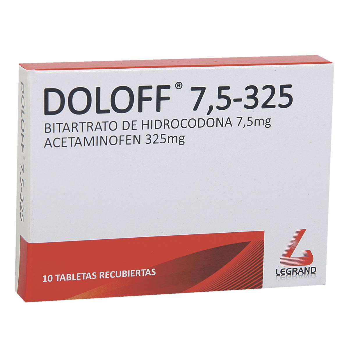 Doloff Bitartrato de Hidrocodona + Acetaminofén 7.5 /325mg Legrand Caja x 10 Tabletas