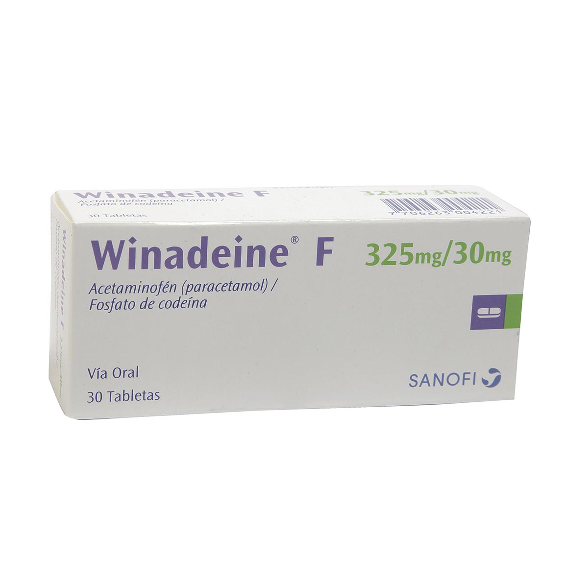 Acetaminofen + Codeina 325mg/30mg Winadeine F Eurofarma Caja x 30 Tabletas