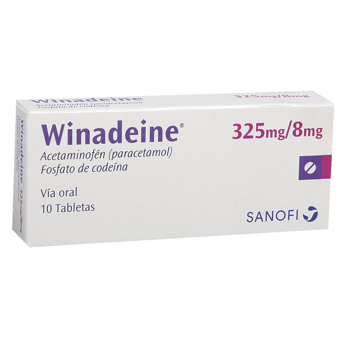 Winadeine Acetaminofén + Fosfato de Codeina 325mg/8mg Sanofi Caja x 10 Tabletas