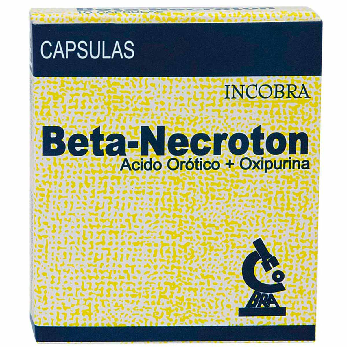 Beta-Necrotón Ácido Orotico + Oxipurina 200mg/50mg Incobra Caja x 10 Cápsulas