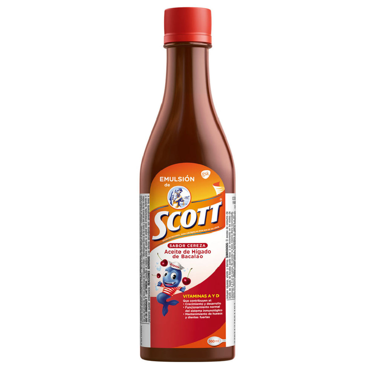 Emulsión de Scott Vitamina A + D3 Haleon Cereza Frasco x 360 ml