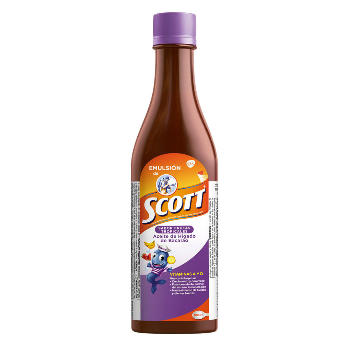 Emulsión de Scott Vitamina A + D3 Haleon Frutas Tropicales x 180 ml