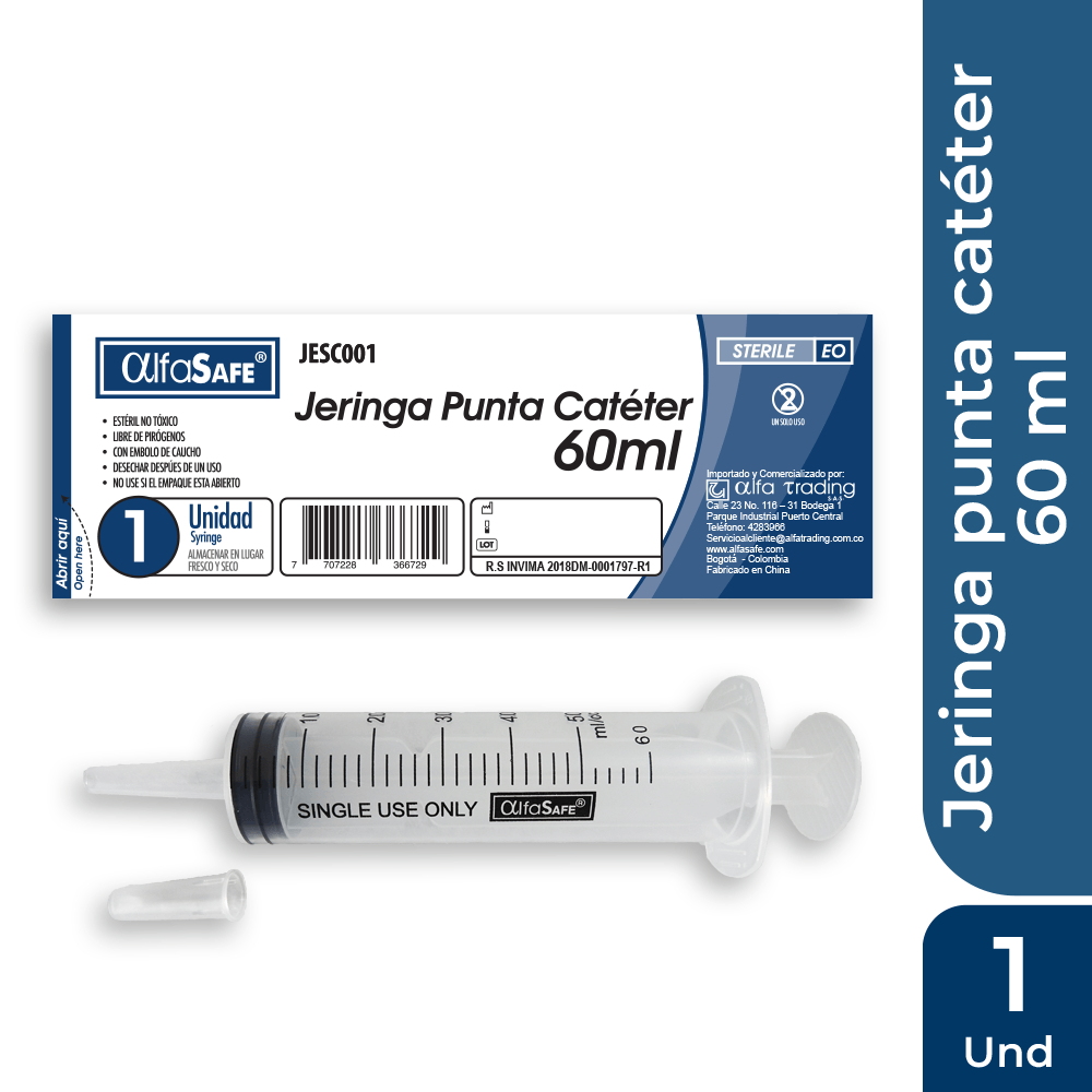 Jeringa de Punta de Cateter de 60 ml