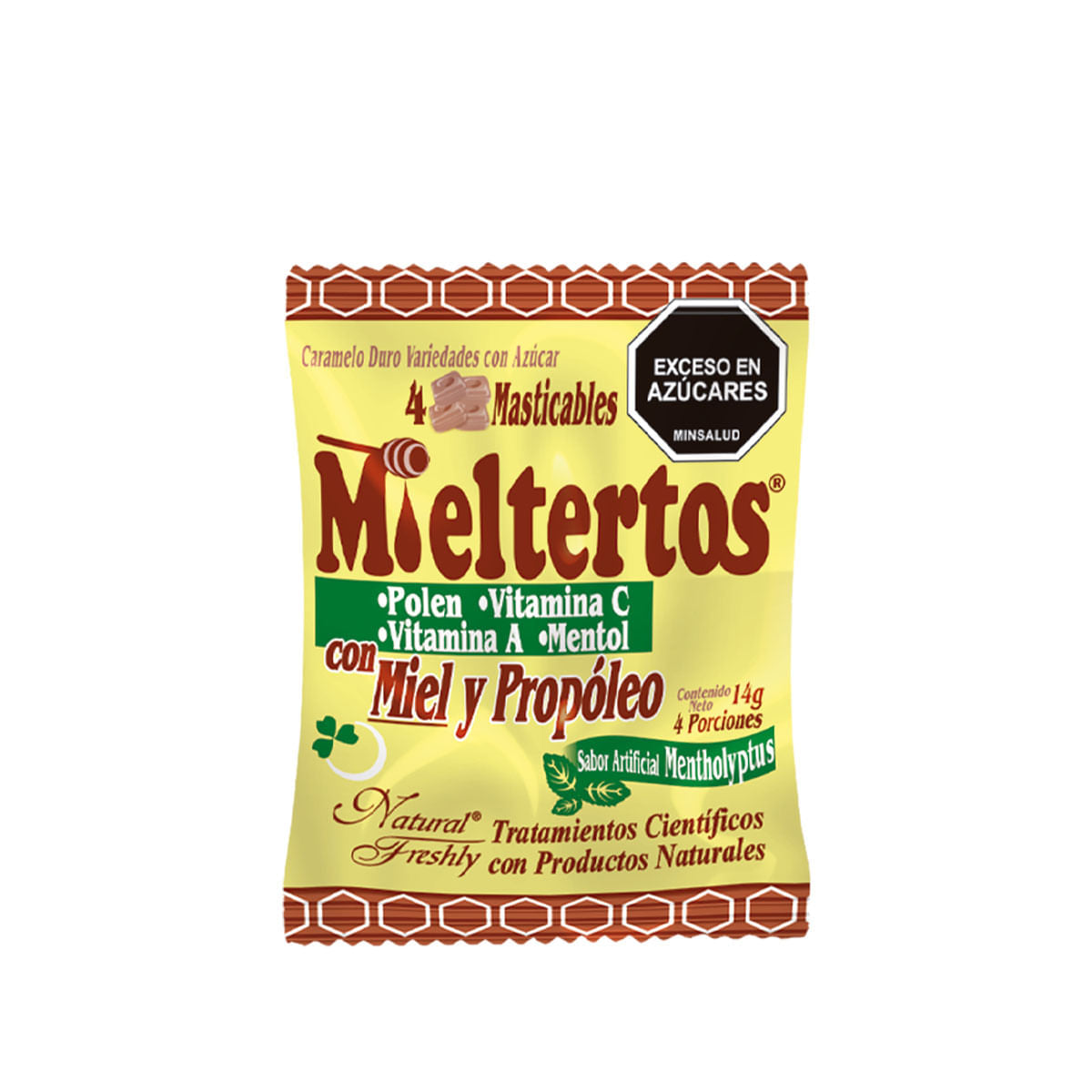 Mieltertos Pulpa de Totumo + Flor de Saúco 25ml/2,5ml Natural Freshly Paquete x 4 Pastillas