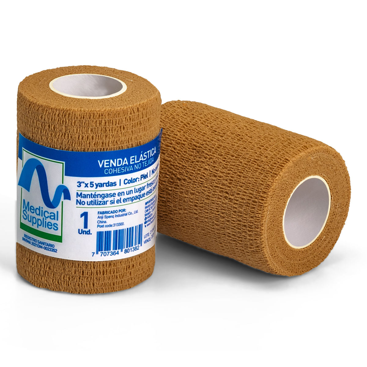 VENDA ELASTICA COHESIVA NO TEJIDA 3X5 PIEL (PAQ X2) MEDSUP PAQUETE x 2