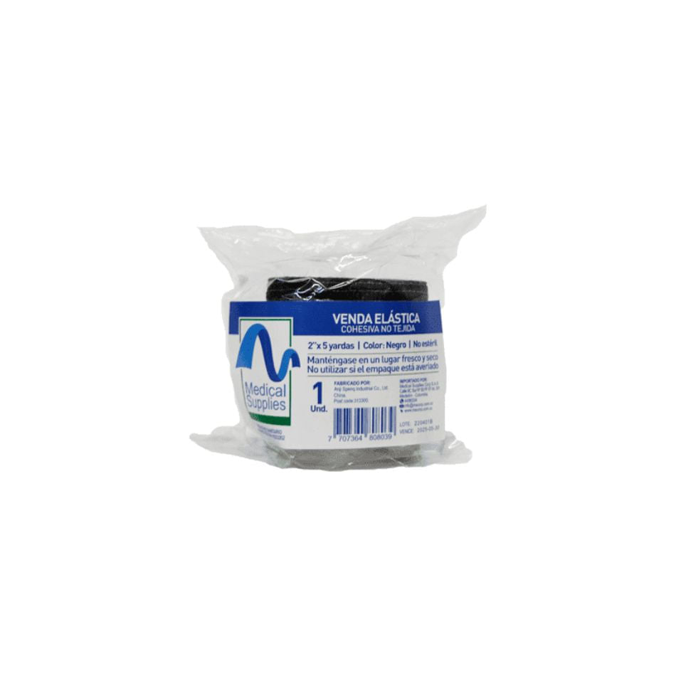 VENDA ELASTICA COHESIVA NO TEJIDA 2X5 NEGRO (PAQ X2) MEDSUP PAQUETE x 2
