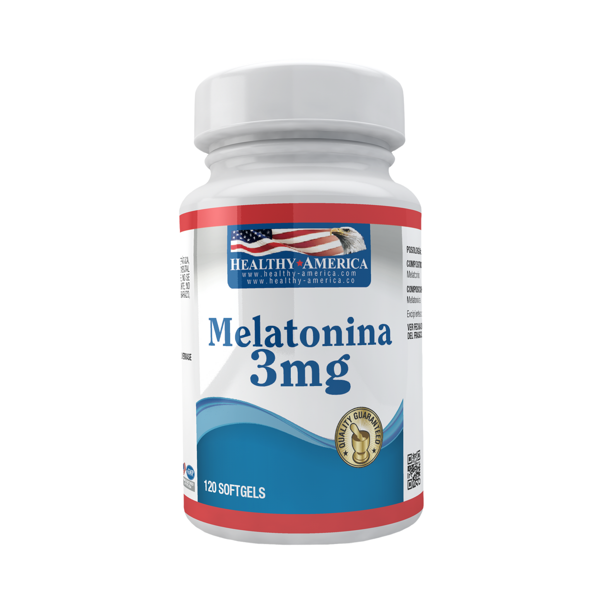 Melatonina Healthy America x 3 g Frasco x 120 Cápsulas