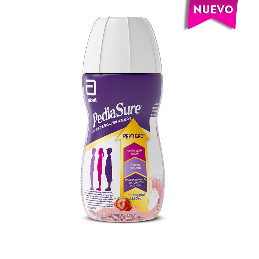 Fórmula Nutricional Pediasure Sabor Fresa Niños 2-10 años Líquido Frasco x 220 ml