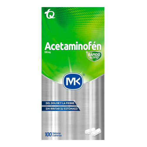 Acetaminofén 500 mg MK Caja x 100 Tabletas