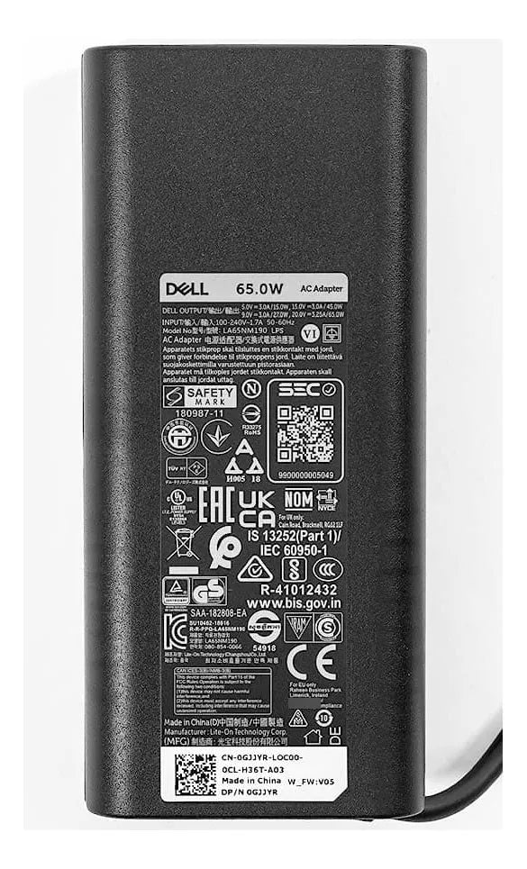Adaptador de energía 65w Dell Tipo c