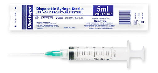 JERINGA DESECHABLE 5 ML 21GX11/2 (PAQ X100) NUART 0 x 100
