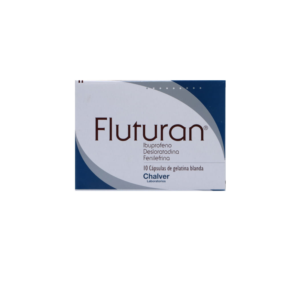 Fluturan Ibuprofeno + Desloratadina + Fenilefrina 400mg/2.5mg/10mg Chalver Caja x 10 Cápsulas