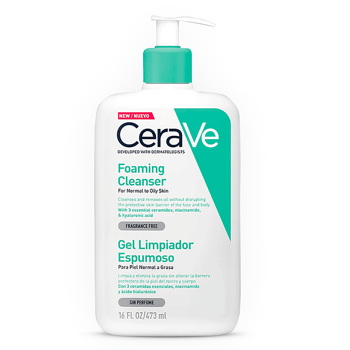 Gel Limpiador Espumoso CeraVe Para Piel Normal a Grasa con Ceramidas Esenciales Frasco x 473 ml