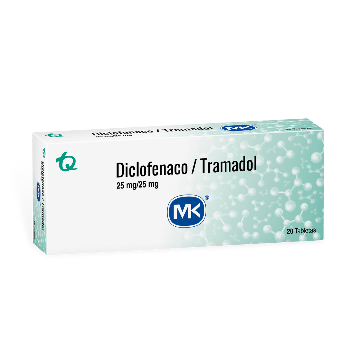 Diclofenaco + Tramadol 25mg/25mg MK Caja x 20 Tabletas