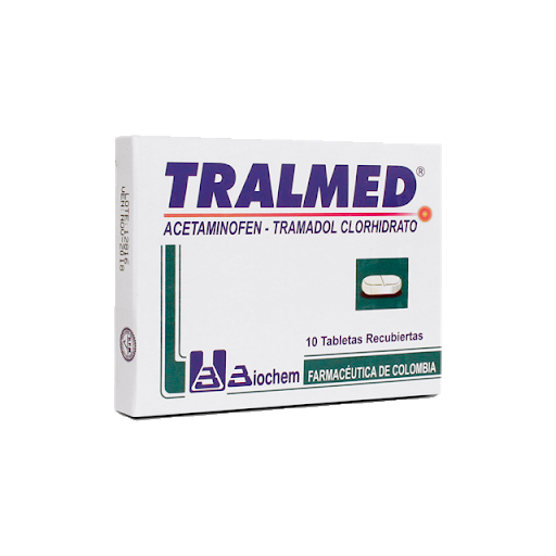 Tralmed Acetaminofen + Tramadol 325mg/37.5mg Biochem Caja x 10 Tabletas