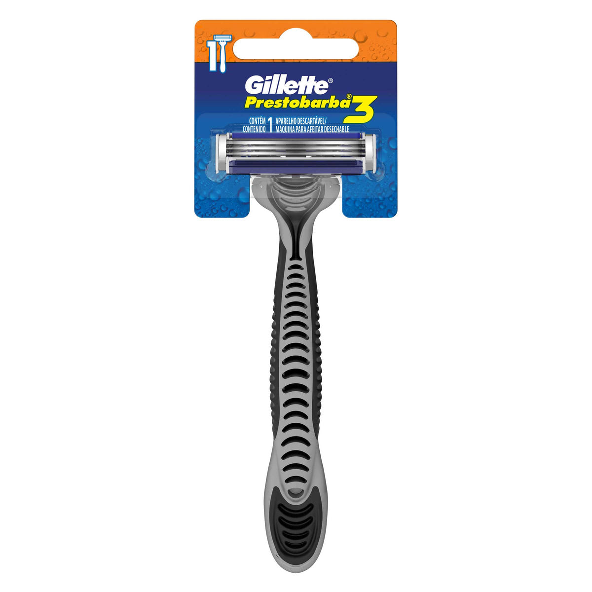 MAQUINA DE AFEITAR DESECHABLE GILLETTE PRESTOBARBA3 1 AFEITADORA PARA HOMBRE CON 3 CUCHILLAS PARA AFEITAR LA BARBA AFEITADO AL RAS Y SUAVE SKU51383
