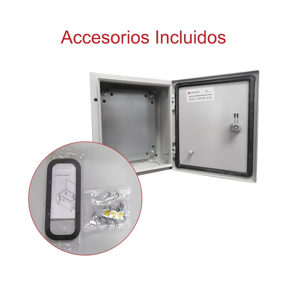 Gabinete de Acero IP66 con Placa Trasera Interior y Compuerta Inferior Atornillable (Incluye Chapa y Llave)