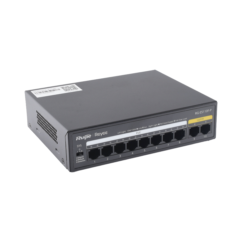 Switch PoE Ruijie con 10 Puertos 10/100 Mbps