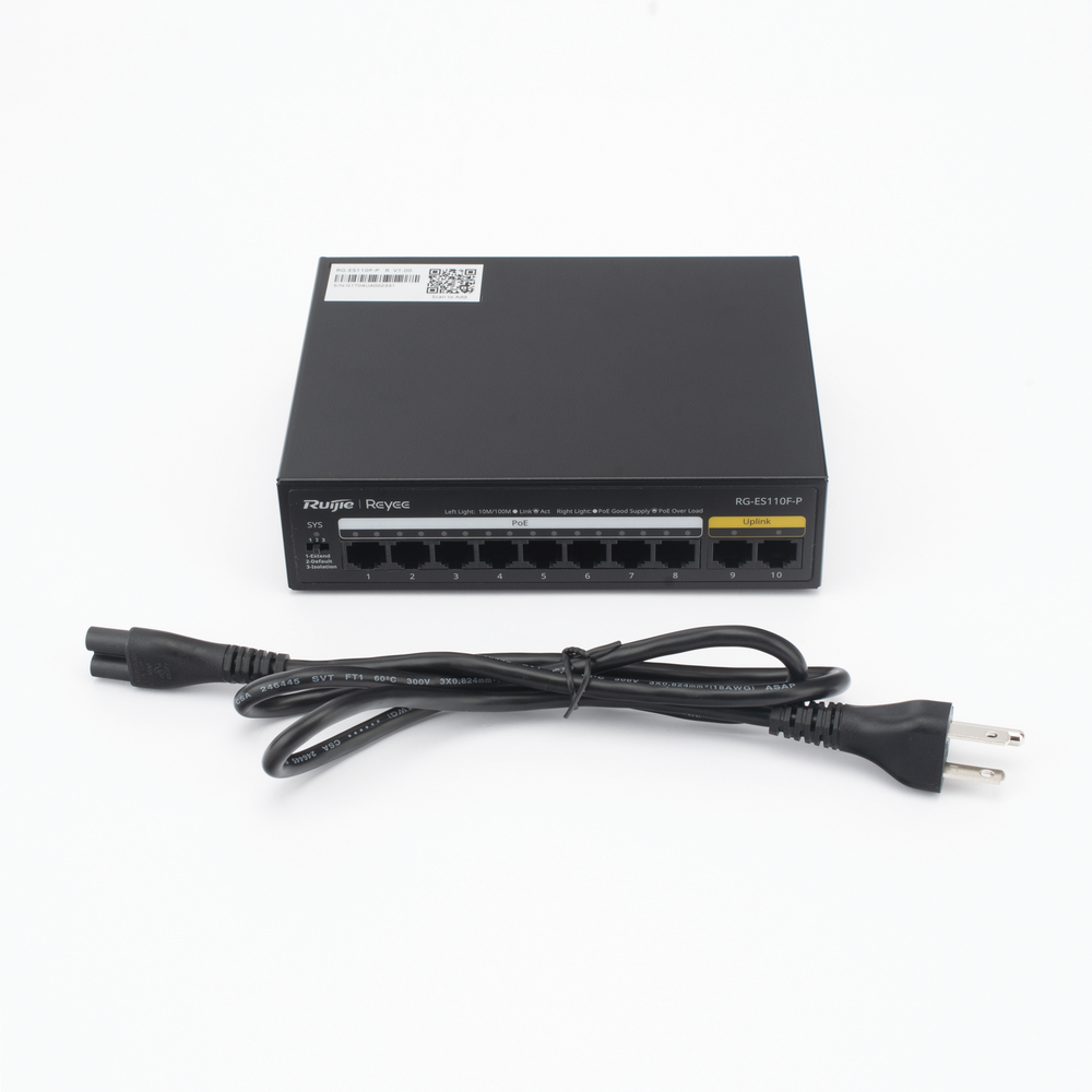 Switch PoE Ruijie con 10 Puertos 10/100 Mbps
