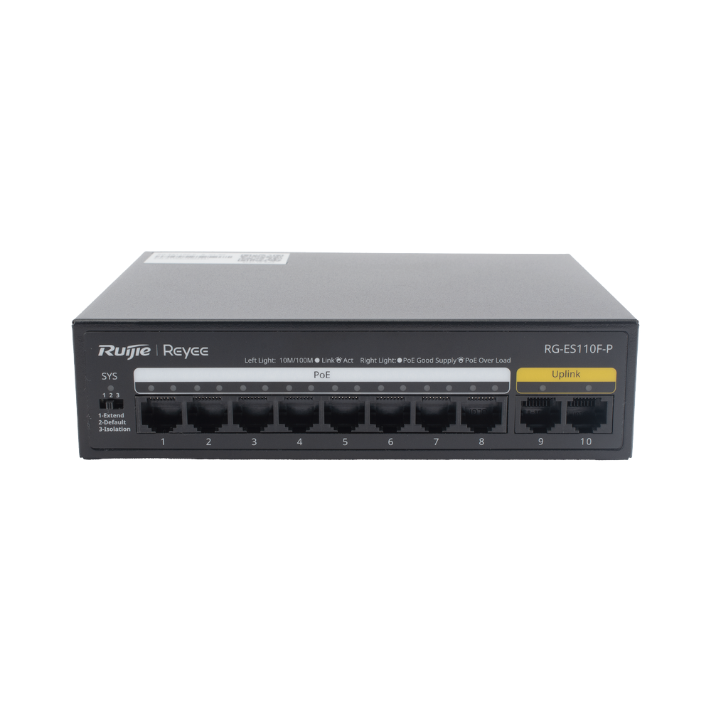 Switch PoE Ruijie con 10 Puertos 10/100 Mbps