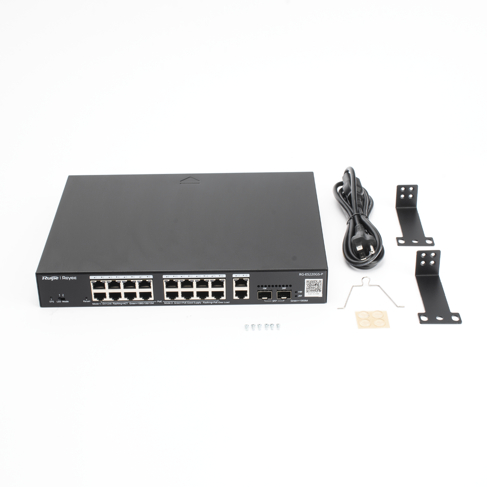 Switch PoE Administrable Gigabit 20 Puertos con 16 PoE+ 2 SFP Gestión en la Nube 250W