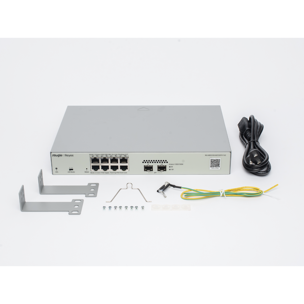 Switch Admin PoE Capa 2 + 8 Puertos Gigabit PoE + 2 SFP Fibra 1Gb