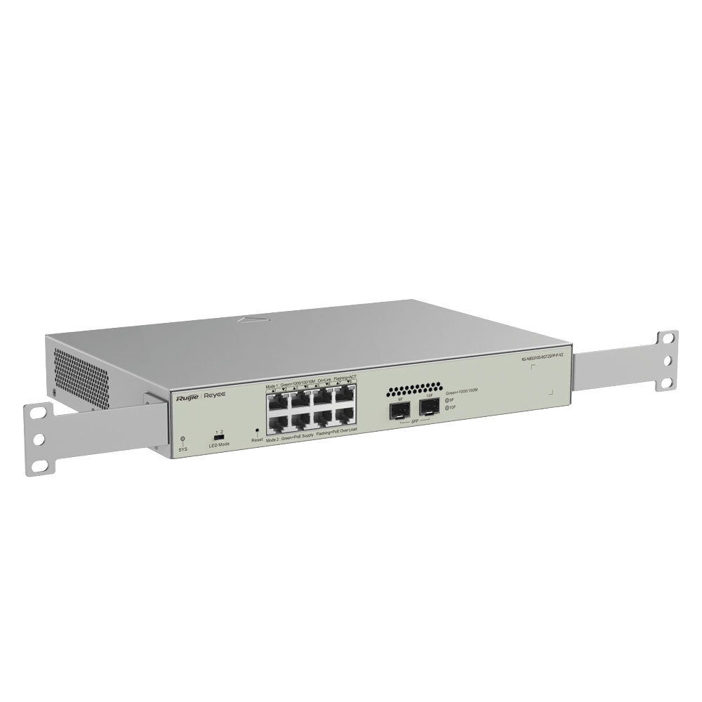 Switch Admin PoE Capa 2 + 8 Puertos Gigabit PoE + 2 SFP Fibra 1Gb