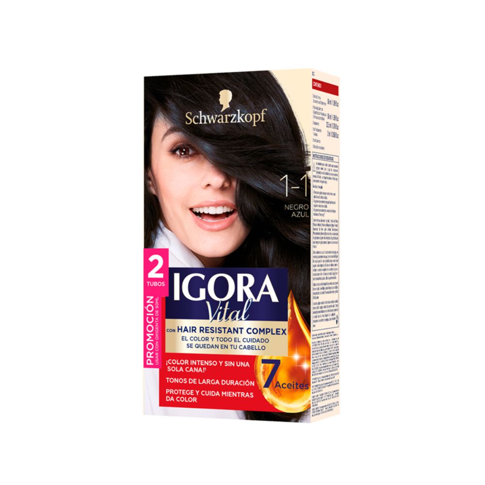 Tinte Igora Vital 1-1 Negro Azul Caja x 1 und