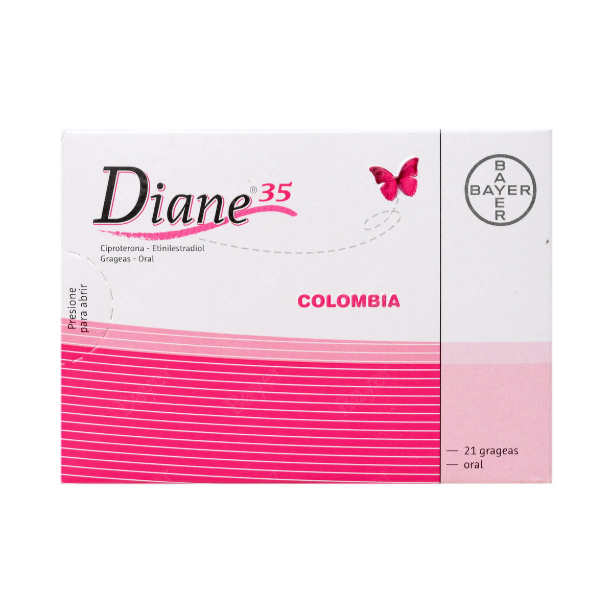 Diane 35 Ciproterona + Etinilestradiol 2mg/35mcg Bayer Caja x 21 Grageas