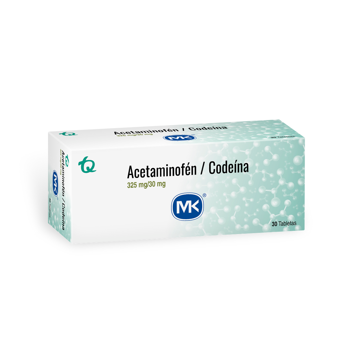 Acetaminofén + Codeína 325mg/30mg MK Caja x 30 Tabletas
