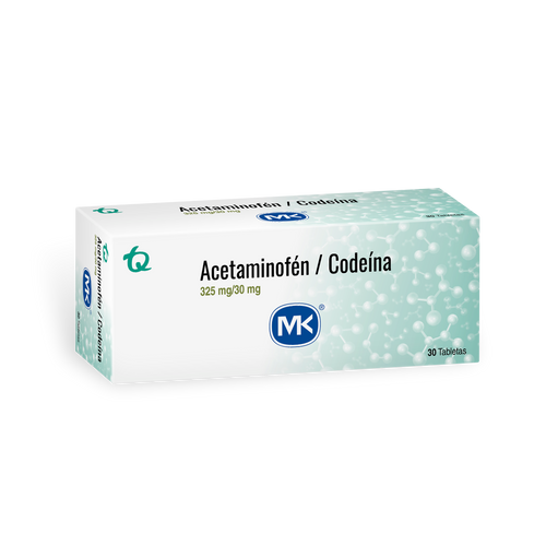 Acetaminofén + Codeína 325mg/30mg MK Caja x 30 Tabletas