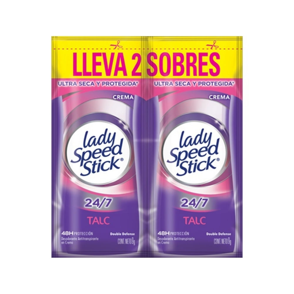 DESODORANTE CREMA LADY SPEED STICK TALC DUO - CAJA X 18 SACHETS