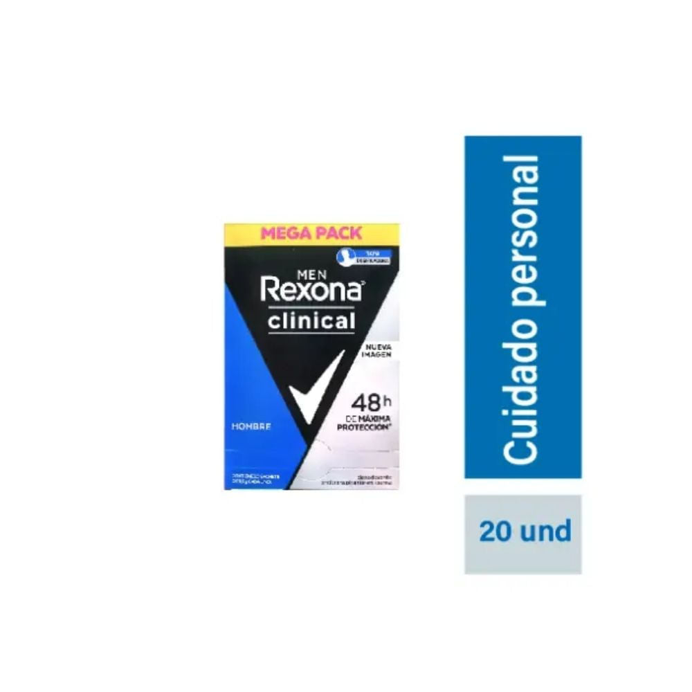 DESODORANTE REXONA CLINICAL CLEAN MEN - CAJA PAGUE 18 LLEVE 20